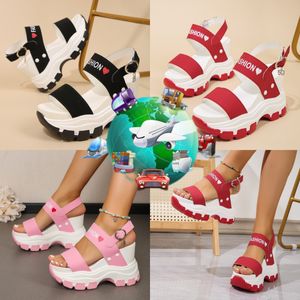 2024 New Slippers Buckle Strap Wedge Heel Sandals for Women Summer Lightweight Platform Non Slip shoes GAI 35-43