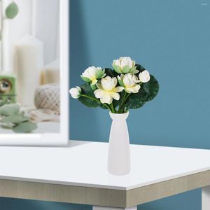 Dekorative Blumen, 2 Stück, Vase, Simulation, Lotus, Dekoration, Po-Requisiten, grüne Pflanze, Blumenzweig, künstliche weiße Hochzeit, Braut