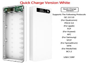 Epacket Hızlı Şarj Sürümü 1018650 Güç Bankası Kutuları Çift USB Cep Telefonu Ücreti QC 30 PD DIY Kabuk 18650 Pil Tutucu Charg2650679