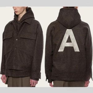 Herrjackor arnodefrance fleece varsity jacka män kvinnor förlorar högkvalitativ tung tyg adf ull logotyp broderad överrock