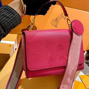 Latest style Twist shoulder bag luxury designer wide embroidered textile strap handbag top handle vintage grace casual crossbody bag golden hardware purse