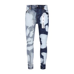 Lila Miri Marke Waschen Distressed Splätte Tinte Schlanke Fit Jeans Männers American High Street Ins Jeans Treet