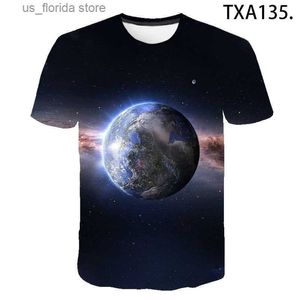メンズTシャツ2020サマーギャラクシーTシャツTシャツThis Men Children Universe Space TシャツCool Planet T 3D Print T Boy Girl Kids Strtwear Tops Y240321
