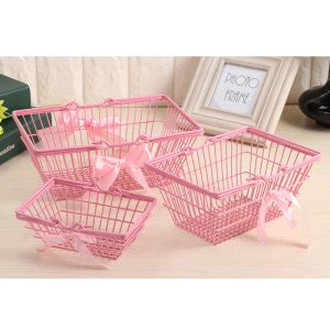 Baskets Pink Girl Mini Storage Basket Desktop Organizing Container Basket Dressing Table Cosmetics Jewelry Storage