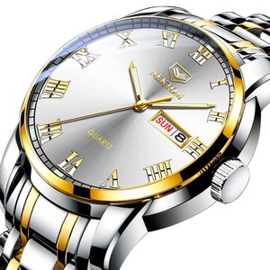 Relógio masculino com pulseira de aço à prova d'água de quartzo de alta qualidade e tendência barata
