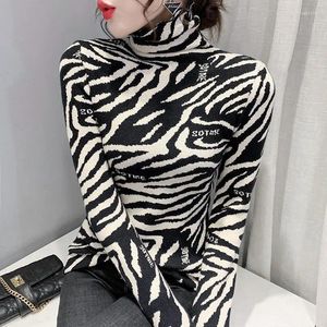 Women's T Shirts 2024 Clothing Winter Thin Warm Slim Casual Interior Lapping Undercoat Printing Geometric Turtleneck Pullovers T-Shirts