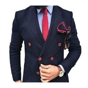 Erkekler Suits Man Ceket Donanma Bule Black Double Bravatalı Özel Yapım Blazer Resmi Ofis İşleri Erkekler İçin Düğün Smokin Giyim