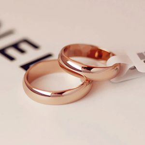 Hochwertiger, schlichter 4-mm-Ring, modischer 14-Karat-Roségoldring, exklusiver Ehering für Paare für Herren und Damen