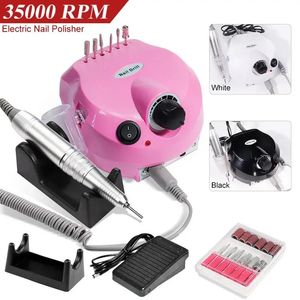 Máquina elétrica para manicure e pedicure, 35000rpm, torno profissional, cortadores de baixo ruído, kit de lixa de unha 240314