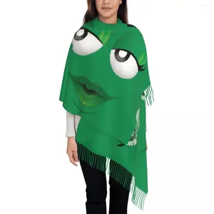 Scarves Lady Long Cartoon Chocolate Green Candy Faces Women Winter Fall Soft Warm Tassel Shawl Wrap Scarf