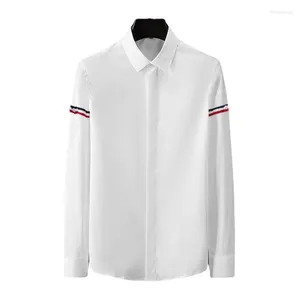 Männer Casual Hemden 2024 Band Hemd Seide Baumwolle Nicht Bügeln Arbeits Kleidung Trendy High-end-Business