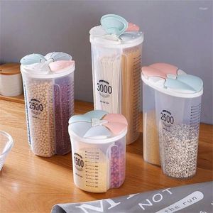 Förvaringsflaskor kök förseglade lådor spannmål dispenser mat tank roterande koppar container fodral mjölkorn arrangör