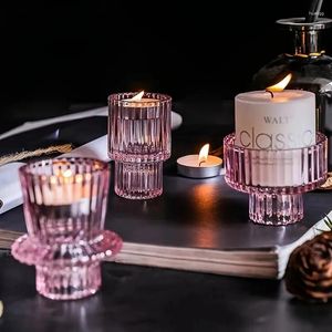 Candle Holders Colorful Vertical Transparent Glass Holder Romantic Candlelight Dinner Decor Kitchen Tabletop Pendant Home