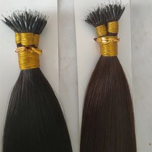 Новый год Новое прибытие густые remy micro beads extensions european натуральные черные цвета перуанские девственные волосы Черные темно -коричневые коричневые нано кольцо 300 г 300 -й