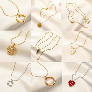 Mai sbiadito Placcato oro 14K Designer di marca di lusso Pendenti Collane in acciaio inossidabile Doppia lettera Collana girocollo Collana con ciondolo Accessori per gioielli