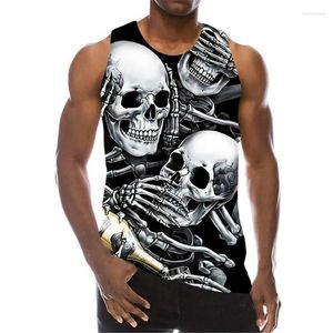 Erkek Tank Tops 3D Summer Street Horror İskelet Adam Yelek kollu yuvarlak boyun artı 6xl Sports