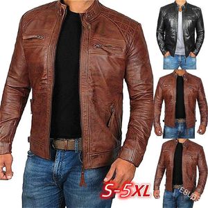 Kurtki męskie Zogaa Autumn Motorcycle Skórzana kurtka Men Street Fashion Bomber Casual Stand Płaszcz kołnierzyka