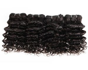 4 st indiska djupa lockiga hårvävning 50 gpc naturlig färg svart mänskliga hårförlängningar för korta bobstil buntar2525415