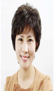 Middle aged and old short for mother real women039s full head fluffy natural human hair wig set55420031621927