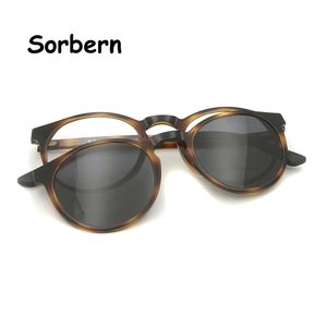 Ultem Vintage Runde Sonnenbrille zum Aufstecken, UV400, magnetisch, für Herren und Damen, ultraleicht, Myopie, Brillengestell, Schildkröte, 240314