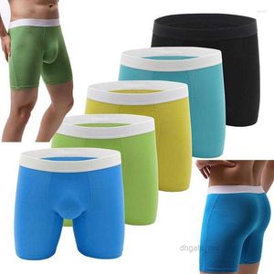 Underpants Long Boxers Men Breathable Cotton Boxer Joggers Soft Shorts Underwear Boxershorts Male U-convex Sleep Bottoms M L XL XXL