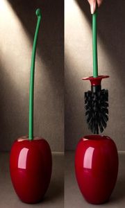 Creative Lovely Cherry Shape toalory Brush Toalettborstehållare Set Cleaning Tool Plastic Badrum Dekor Tillbehör Röd support6514344