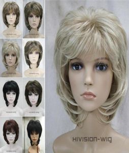 Encantador lindo novo vender 8 cores curto encaracolado feminino senhoras cabelo peruca diária natural hivision62314682364151