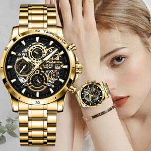 Lige Fashion Gold Watch Women Top Brand Luxury Sport Quartz Wrist for Creative Steel Womens Armband Watches Female 240305