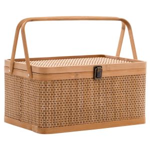 Baskets Woodchip Picnic Basket Woven Storage Basket Empty Wicker Basket Rattan Egg Container Organizer Bins Moon Cake Box 2