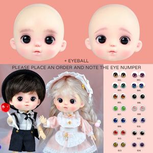 Ob11 Whole Head Makeup With Glass Eyes for Obitsu Joint Doll Head Boys and Girls Toys 112 BJD Head Accessories 240305