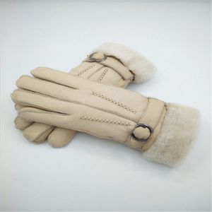 - Högkvalitativa kvinnor ullhandskar vinter mode varma handskar äkta läder kvinnamodhandskar193r