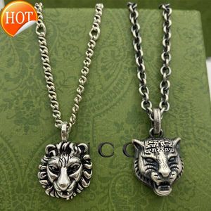 DF Модное и властное трендовое ожерелье с головой льва, тайское серебро, антикварная винтажная подвеска серии Gatto с головой тигра, оригинальное мужское ожерелье
