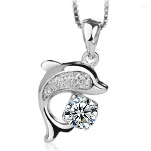 Pendant Necklaces Korean Style Selling Dolphin Ornaments Valentine's Day Gift Silver Plated Love