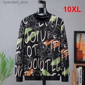 Męskie bluzy bluzy 2021 Bluzy jesienne moda niedźwiedź graffiti duży pullover plus size 9xl 10xl bluza worka ludowa wielkie topy HA003 L240315