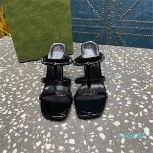 Party Party Wedding High Heel 8.5cm Sandals Leather Leather Square Square Square Head 35-42