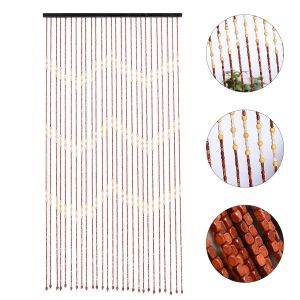 Curtains Wood Bead Curtain, Room Window Porch Divider Bohemian Curtain 27 Line for Porch/Balcony