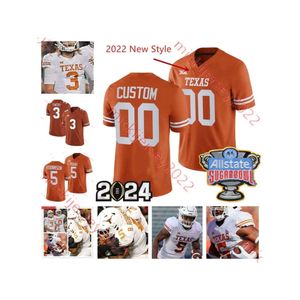 2024 Sugar David Gbenda camisa Devin Richardson Koby Kidd Jett Bush Luke Brockermeyer Derek Williams Malik Muhammad Costurada camisa de futebol do Texas