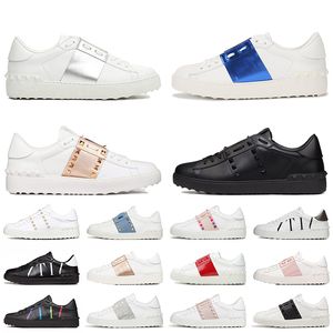 Luxury Fashion Women Designer Casual Shoes Open Sneaker Stud Rivet Calfskin Leather Loafers Trainers White Black Pink Gold Silver Midnight Navy Platform Sneakers