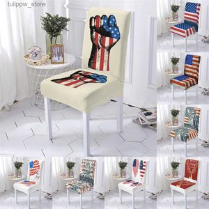 Chair Covers American Flag Style Chairs Furniture Dining Room Cover Independence Pattern Anti-Dirty Seat Stuhlbezug L240315