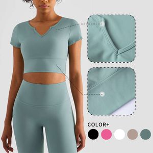 Lu Align T-shirt con scollo a V color limone Piccola WISRUNING Yoga Fiess Donna con imbottitura sul petto Top sportivo per donna Abbigliamento da palestra Camicie da allenamento Abbigliamento sportivo