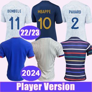 22 23 Mbappe Giroud Griezmann MensプレーヤーサッカージャージナショナルチームKante Benzema Dembele Home Away and 2024 Home Away Training Wear Football Shirts