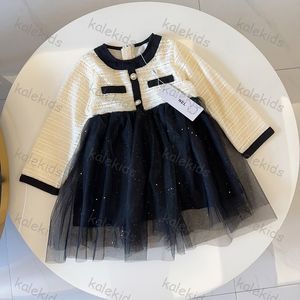 Tasarımcı Kızlar İşlemeli Dressshirt Dantel Gazlıke Elbise Marka Çocuk Elbise Büyük Kız Prenses Elbise Günlük Pileli Etek Balo Elbise Cyd24030904-6