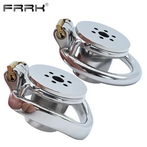 FRRK Inverterad pluggad cylinder Chastity Cage med bondage bälte för par rostfritt stål kuk penis ringar vuxna sex leksaker butik 240312