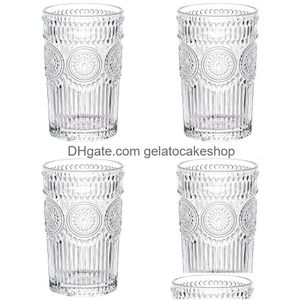 Copos de vinho antigo classe copo claro em relevo vidro de água suco de girassol leite bebendo grande caneca de café presente drinkware gota entregar dhmy4