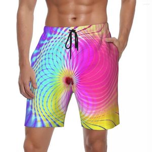 Shorts masculinos masculinos board trippy hippie bonito havaí troncos de natação luz verde e rosa esportes surf na moda plus size calças curtas