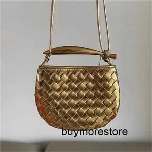 BottegVenets 7A Borsa Sardine Vera Pelle Intrecciata Vera Pelle Intrecciata vera folla mini manubrio in vero metallo mezza luna singola shou0THU