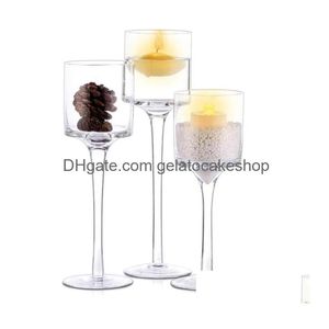 Castiçais de vidro romântico simples decorações de casamento elegante ideal jantar bar copo festa mesa castiçais drop entrega home gar dhrho