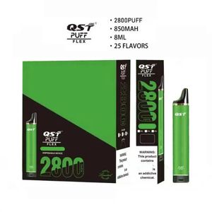 Sigarette elettroniche QST Originale QST Puff Flex 2800 Puff 850mah Batteria Dispositivo Vape Pen con codice di sicurezza 8 ml usa e getta Magazzino USA UE