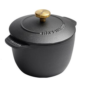 "Versatile 15 Quart Rice Casserole Cast Iron Cooker Dutch Oven Stew Pot for Baking and Cooking - Essential Kitchen Utensil in Black"