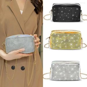 Borse a tracolla con pochette da sera a catena Borsa con strass scintillanti Chiusura in metallo a tracolla Bling